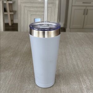 Stainless Steel Grey Tumbler with Straw